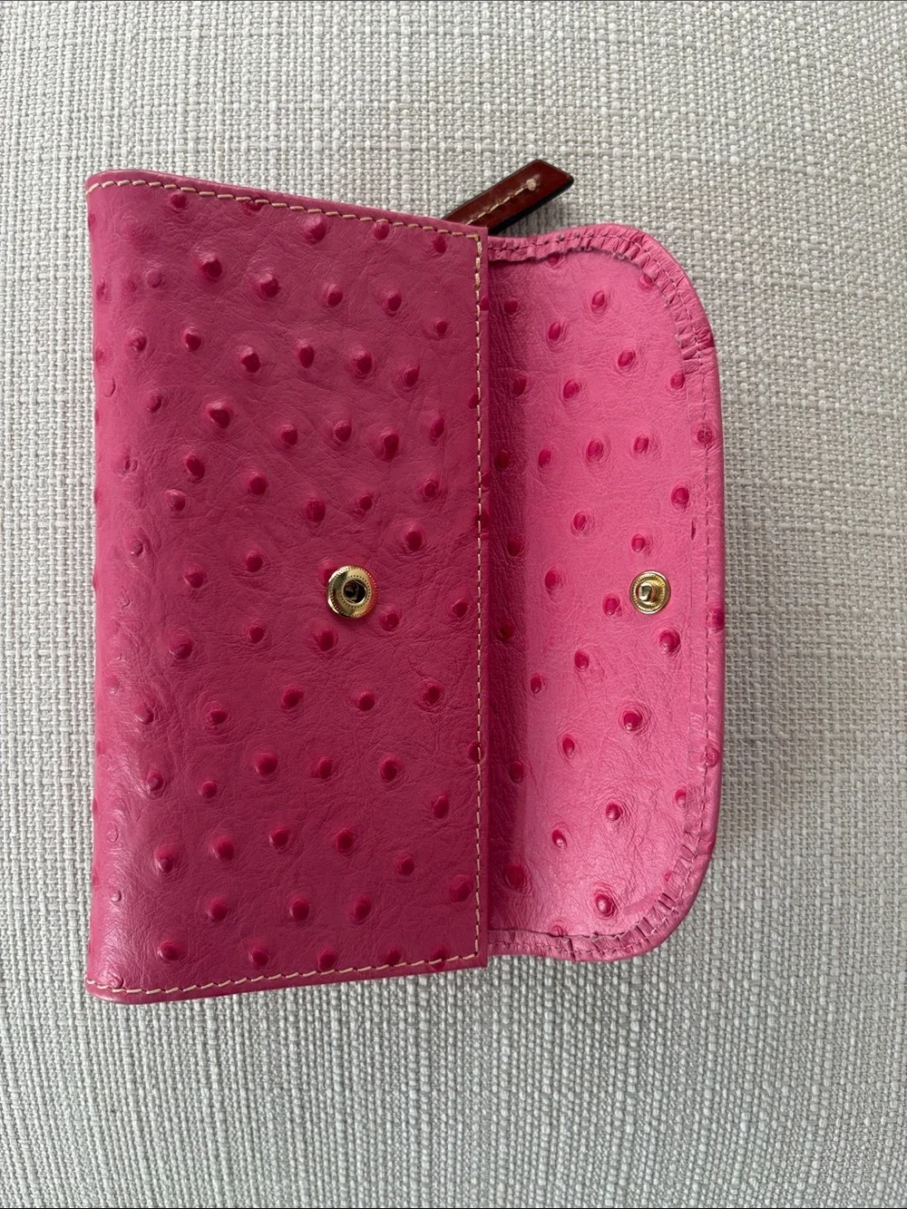 Dooney & Bourke Hot Pink Ostrich-Embossed Continental Wallet